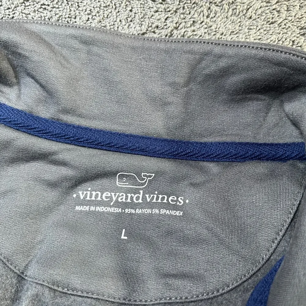 Vineyard Vines Sweater Men Large Gray Quarter Zip Pullover Outdoor Preppy Casual